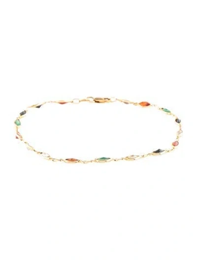 Pre-owned Anklet 14k Cubic Zirconia & Glass Station