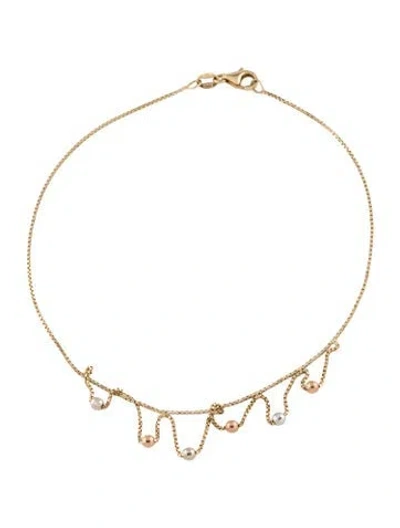 Pre-owned Anklet 14k Tri-color Station  In Multi