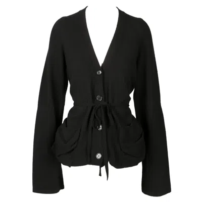 Pre-owned Ann Demeulemeester 2000's  Oversized Black Wool Cashmere Cardigan Sweater