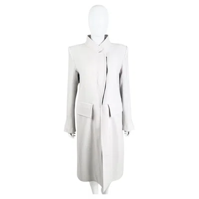Pre-owned Ann Demeulemeester 2000's Ecru Cotton Asymmetric Coat In Brown