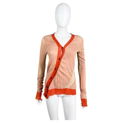 Pre-owned Ann Demeulemeester 2000's Semitransparent Striped Orange Cardigan
