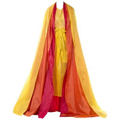 Pre-owned Ann Demeulemeester 2000s  Yellow, Orange & Red Nylon Parachute Multi Layered Sle
