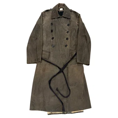 Pre-owned Ann Demeulemeester 2002  Distressed Leather Double-breasted Belted Coat In Black