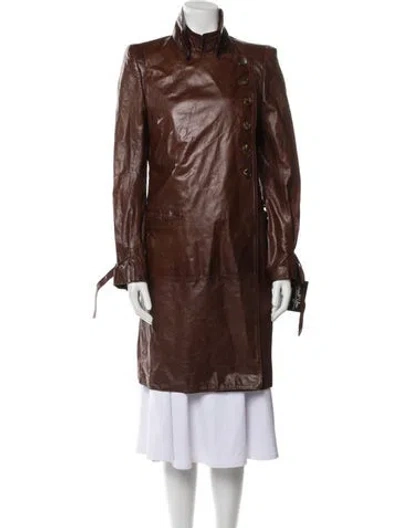 Pre-owned Ann Demeulemeester 2004 Leather Evening Jacket In Brown