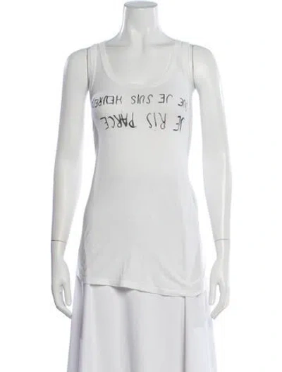 Pre-owned Ann Demeulemeester 2010's Je Ris Parce Que Je Suis Heureux Top In White