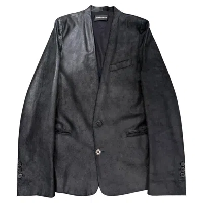 Pre-owned Ann Demeulemeester 2020s  Sample Collarless Leather Blazer In Black