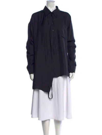 Pre-owned Ann Demeulemeester 2024 Silk Button-up Top In Black