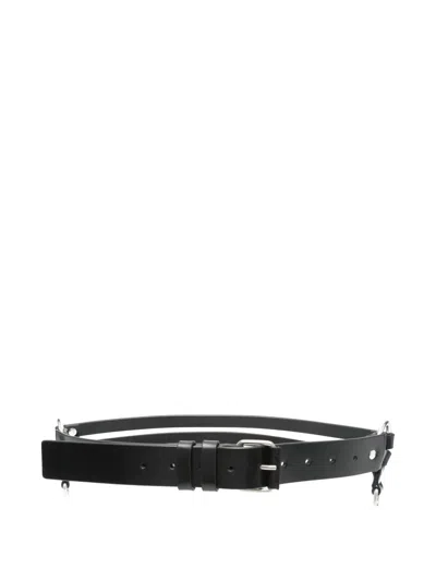 ANN DEMEULEMEESTER MONNA 3,5CM BELT WITH DOUBLE RINGS,2510.W.BE04.LT128.099 099 BLACK