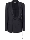 Ann Demeulemeester Asymmetric Silhouette Light Deconstructed Jacket In Black  