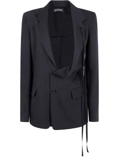 ANN DEMEULEMEESTER DISA LIGHT ASYMMETRIC DECONSTRUCTED JACKET BY ANN D,2510.W.JA28.FA556.099 099 BLACK