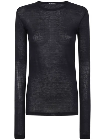 ANN DEMEULEMEESTER FIENE SLIM FIT LONG SLEEVES T-SHIRT VISCOSE,2510.W.JTS12.FA570.099 099 BLACK