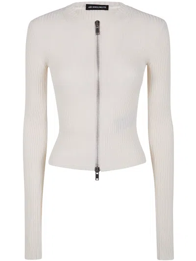 ANN DEMEULEMEESTER TERNA CROPPED ZIPPED CARDIGAN COTTON,2510.W.KN23.KN055.002 002 NATURAL WHITE