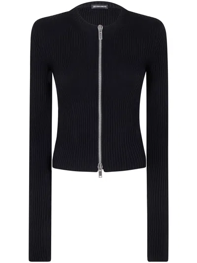 ANN DEMEULEMEESTER TERNA CROPPED ZIPPED CARDIGAN COTTON,2510.W.KN23.KN055.099 099 BLACK