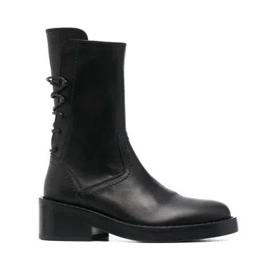 Ann Demeulemeester 50mm Leather Low-block Boots In Black