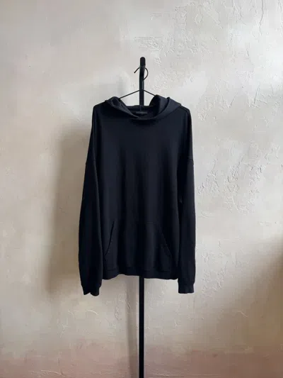 Pre-owned Ann Demeulemeester $742 Ovesized M Triple Black Minimalist Hoodie Pullover