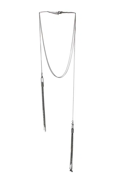 Ann Demeulemeester , 925 Double Tassel Necklace In Metallic