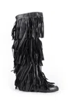 Ann Demeulemeester Aala Soft Fringe Boots In Black