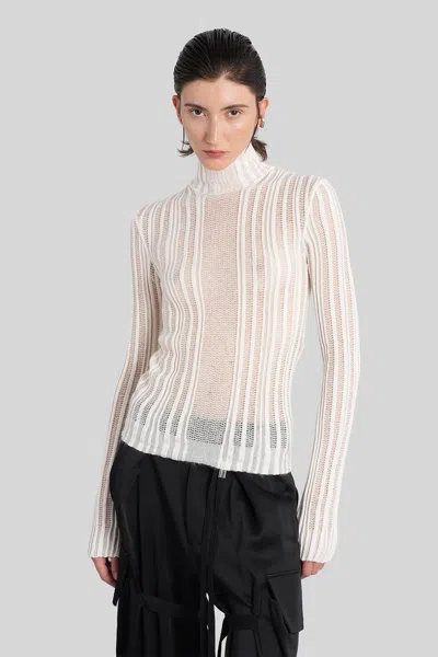 Ann Demeulemeester Aamu Knitwear In Beige Cotton In White