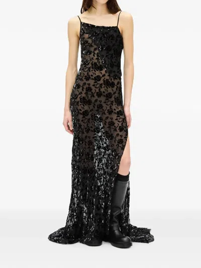Ann Demeulemeester Aaricia Floral-devoré Maxi Dress In Black