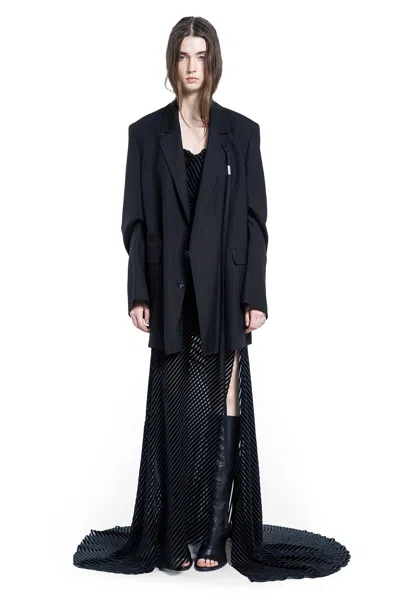 Ann Demeulemeester Aaricia Long Bias Slip Dress In Black