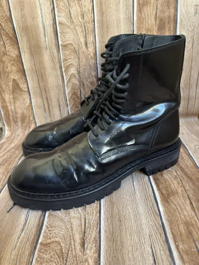 Pre-owned Ann Demeulemeester Abrasivato Nero Combat Boots
