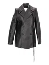 Ann Demeulemeester Helen Leather Peacoat Fitted Noir In Black