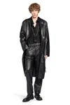 Ann Demeulemeester Adonis Coat In Satin Structured Leather In Black