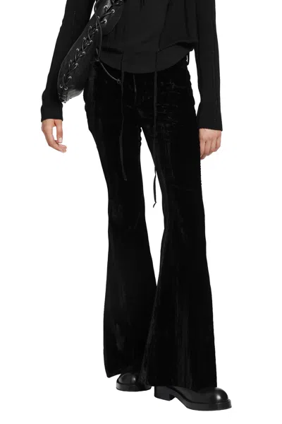 Ann Demeulemeester Adri Bootcut Trousers In Froissé Velvet In Black