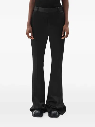 Ann Demeulemeester Adri Satin Flared Trousers In Black