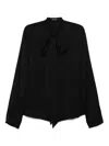 Ann Demeulemeester Adrik Stand Collar Open Front Blouse With Detachable Foulard In Schwarz