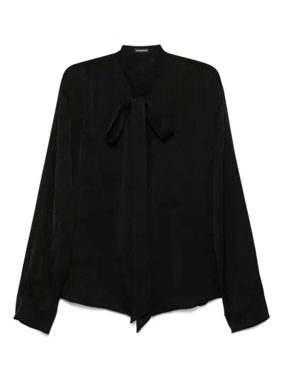 Ann Demeulemeester Adrik Stand Collar Open Front Blouse With Detachable Foulard In Schwarz