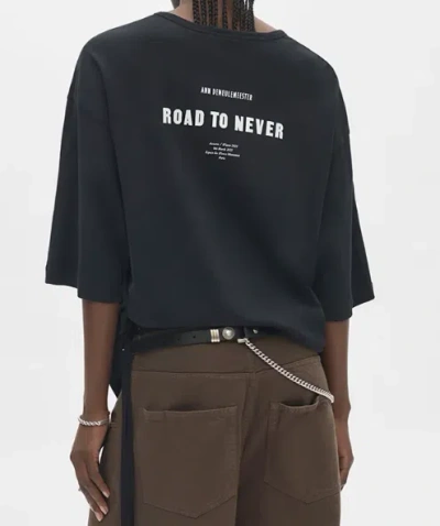 Ann Demeulemeester Aga High Comfort Fit T Shirt With "road To Never" In Black