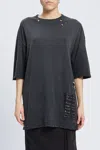 Ann Demeulemeester Aga High Comfort T Shirt With Printed Patches In Gray