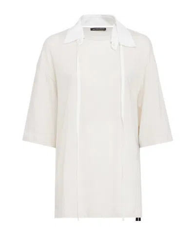 ANN DEMEULEMEESTER AGAPI COTTON T-SHIRT W/ COLLAR DETAIL