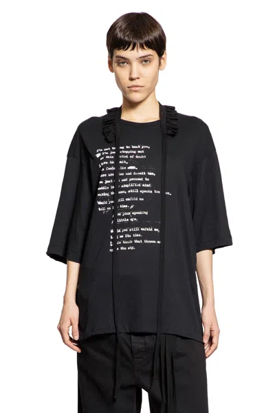 Ann Demeulemeester Agapi Printed T-shirt With Detachable Collar In Black