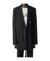 Ann Demeulemeester Agnes Waxed Cotton Voile Slouchy Jacket In Black