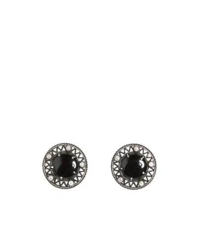 Ann Demeulemeester Aimy Black Grained Cabochon Earrings