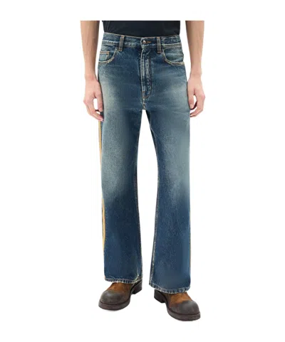 Ann Demeulemeester Alarik Stonewashed Stripe Trousers In Blue