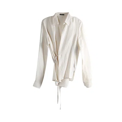 Pre-owned Ann Demeulemeester Alba Asymmetric Wrap Shirt 'chalk' | White | Women's Size 38