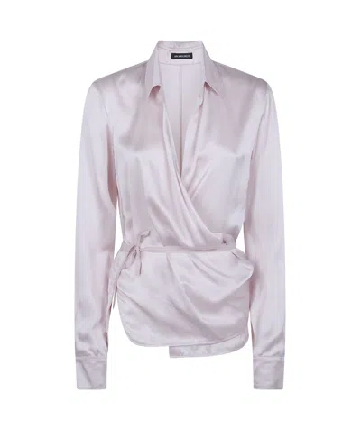 Ann Demeulemeester Alba Asymmetric Wrap Shirt In Pink