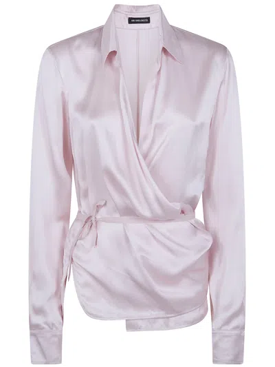 Ann Demeulemeester Alba Asymmetric Wrap Shirt In Pink