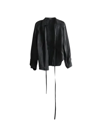 Ann Demeulemeester Alba Jacquard-pattern Wrap Blouse In Black