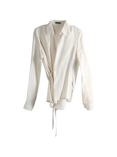 Ann Demeulemeester Alba Wrap-design Long-sleeve Shirt In White