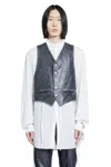 Ann Demeulemeester Albien Waistcoat In Distressed Leather In Blue