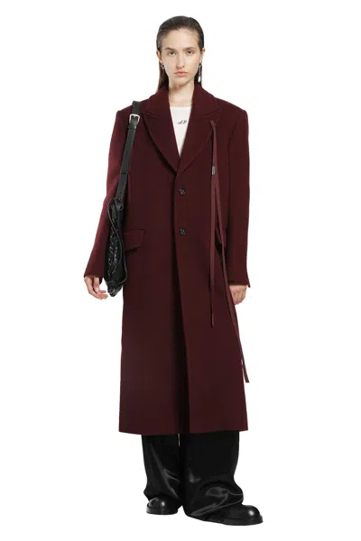Ann Demeulemeester Aldina Beaver Wool Coat In Burgundy