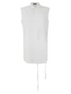 Ann Demeulemeester Amelie Sleeveless Long High Comfort Shirt In White