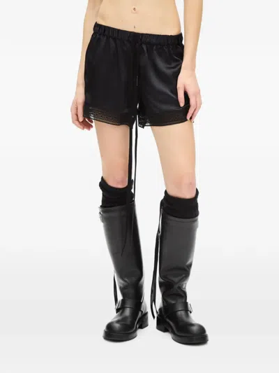 Ann Demeulemeester Anda Lace-trim Satin Shorts In Black