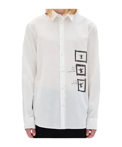 Ann Demeulemeester Doves Cotton Shirt In White