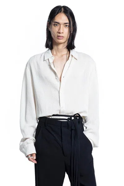 Ann Demeulemeester Andre Shirt In Light Cotton Dobby Stripes In White