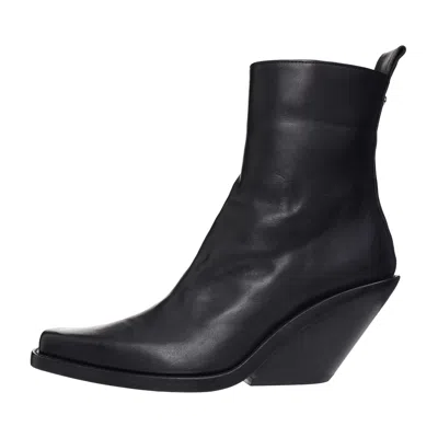 Ann Demeulemeester Ankle Boots With A Shaped Heel In Black